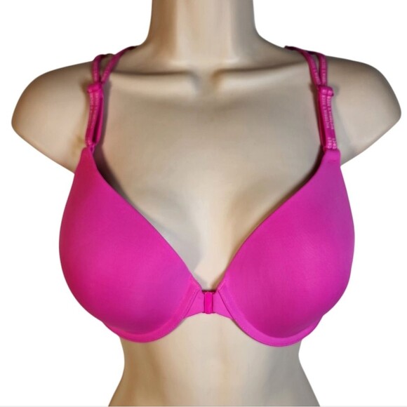 Victoria's Secret Bra Tshirt Lightly Lined Demi Front Close Racer Back Pink 34DD - Picture 2 of 11